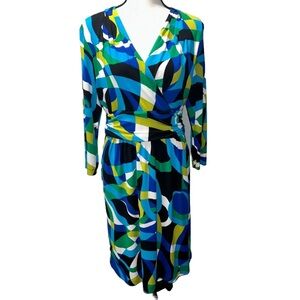 Chaus Abstract Mixed Print Cocktail Midi Dress Size Medium